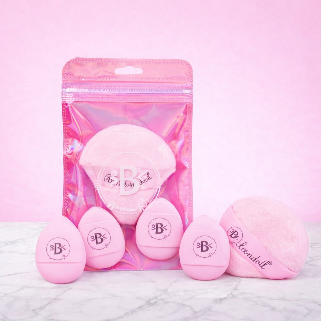 Kit pomo triangular borla puff x3 bloomshell